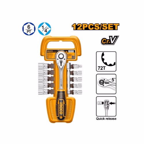 HKTS14122 Ingco - 12Pcs 1/4 socket set - HKTS14122 - Image 1